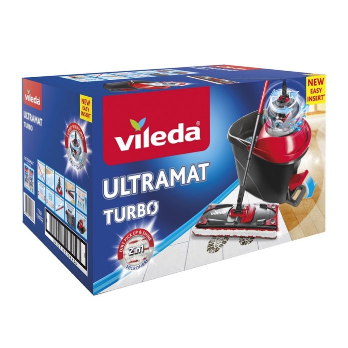 Vileda Turbo Ultramax spinmoppe – fladmoppe med spand og udvrider